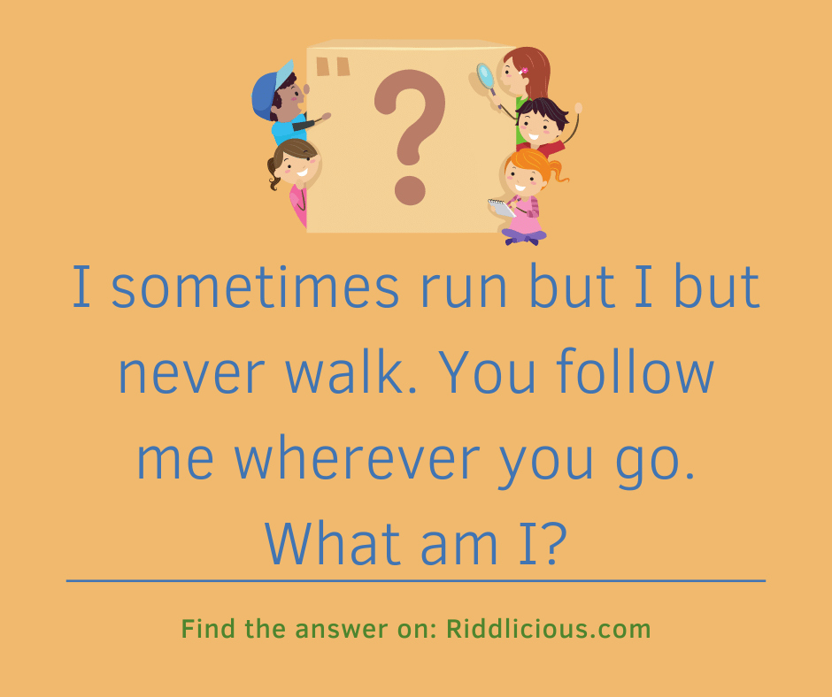 Riddle: I sometimes run but I but never walk. You follow me wherever you go. What am I?
