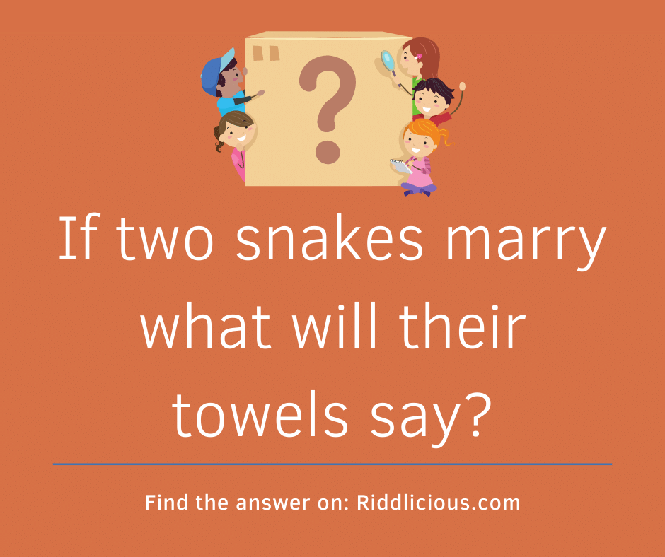 Riddle: If two snakes marry what will their towels say?