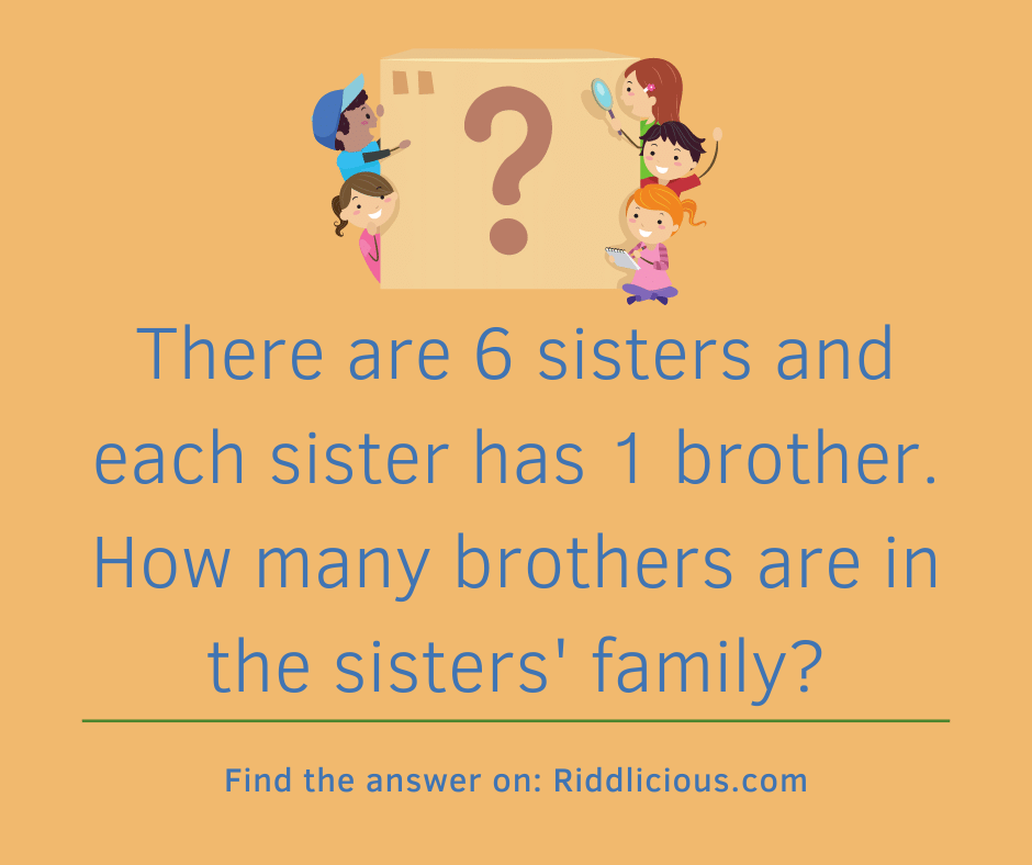 Riddle: There are 6 sisters and each sister has 1 brother. How many brothers are in the sisters' family?