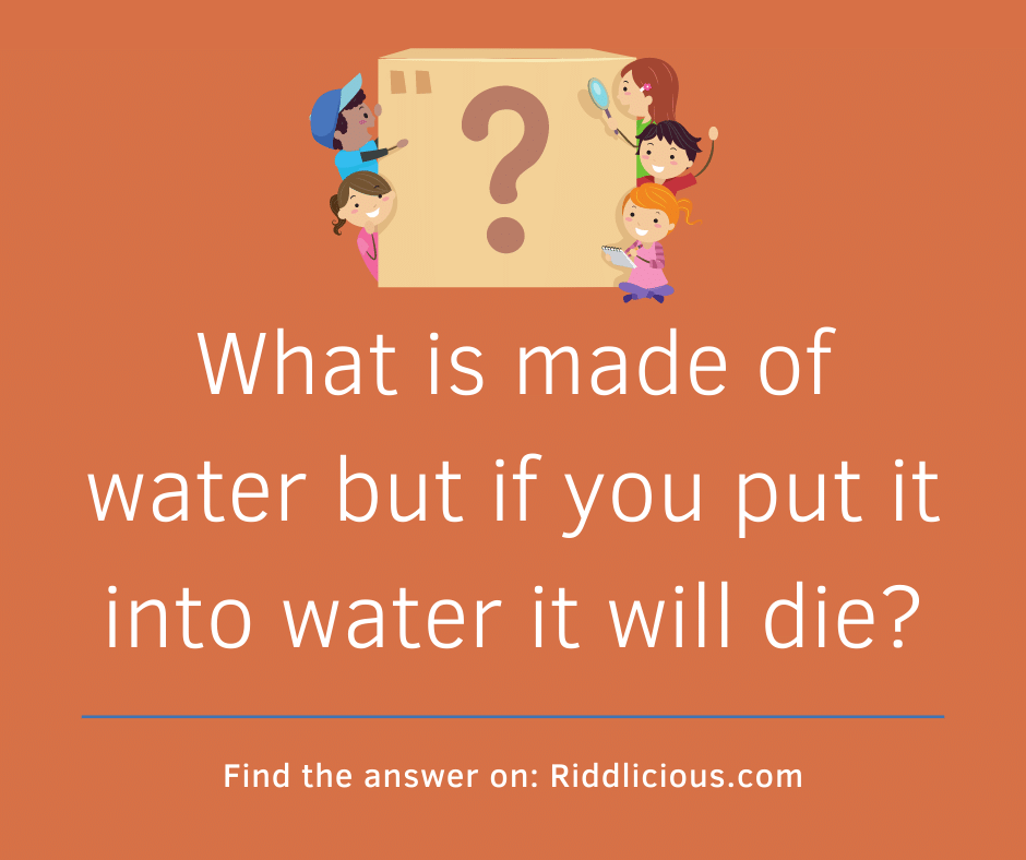 Riddle: What is made of water but if you put it into water it will die?