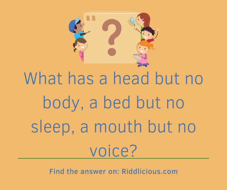 Riddle: What has a head but no body, a bed but no sleep, a mouth but no voice?