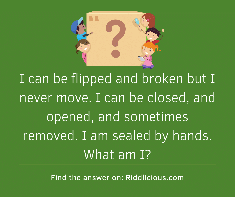 Riddle: I can be flipped and broken but I never move.