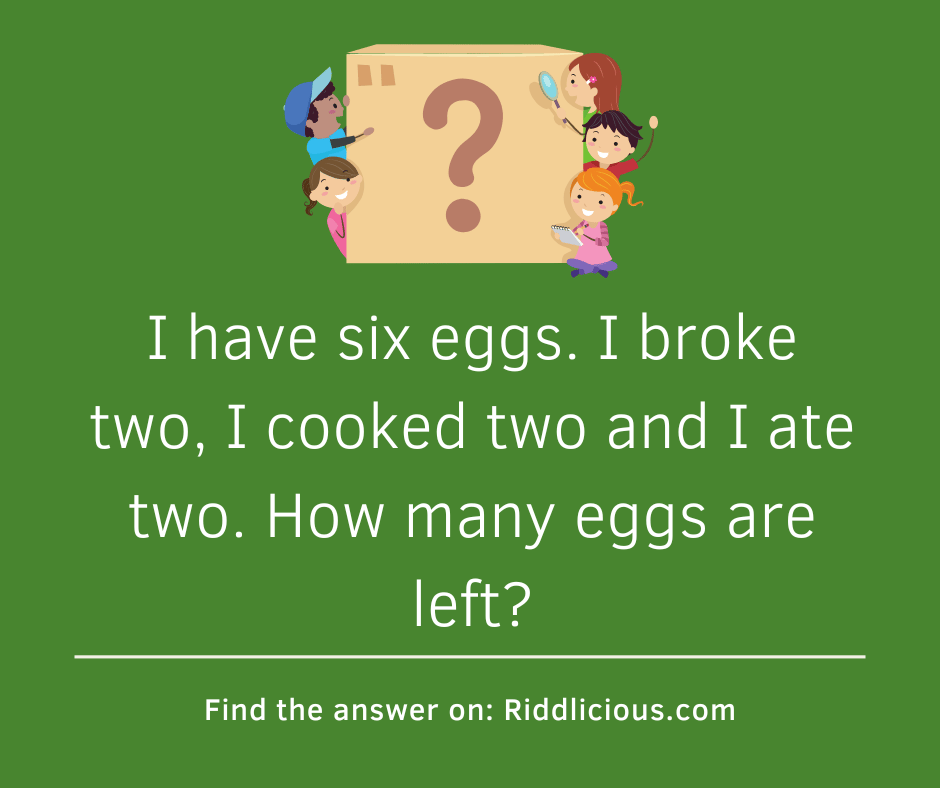 Riddle: I have six eggs. I broke two, I cooked two and I ate two. How many eggs are left?