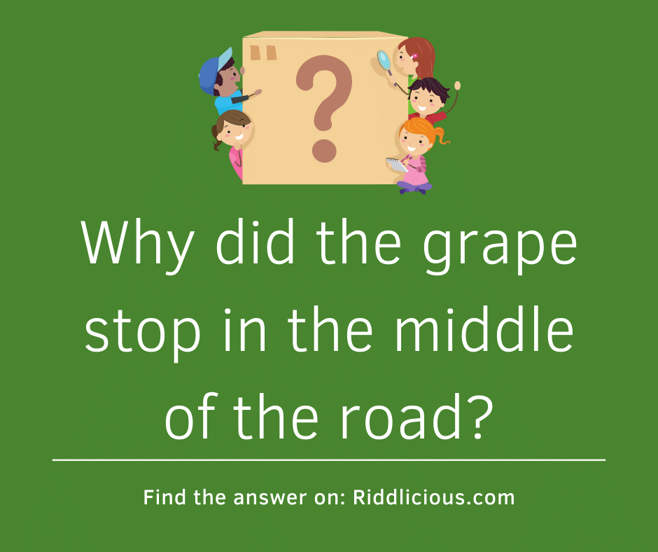 Riddle: Why did the grape stop in the middle of the road?