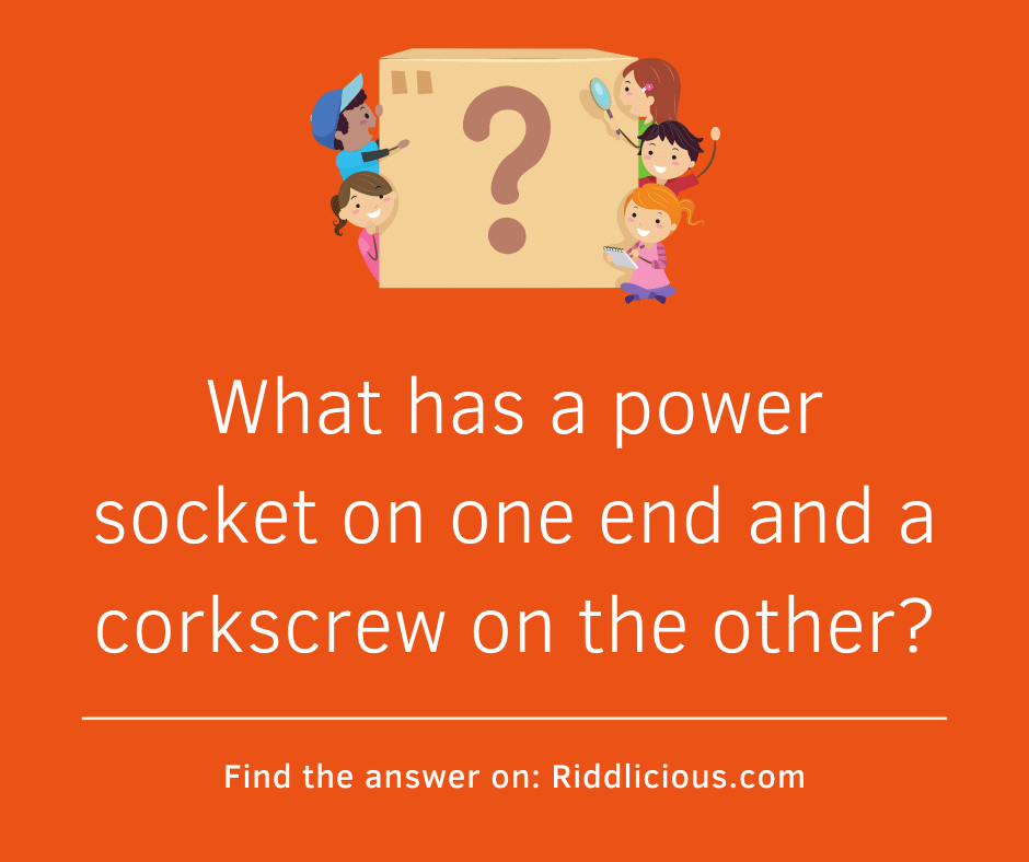 Riddle: What has a power socket on one end and a corkscrew on the other?