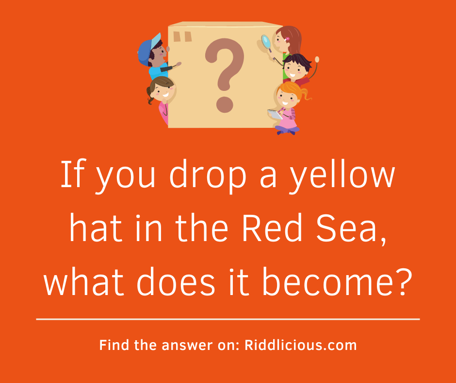 Riddle: If you drop a yellow hat in the Red Sea, what does it become?
