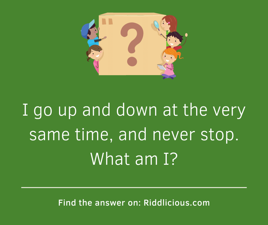 Riddle: I go up and down at the very same time, and never stop. What am I?