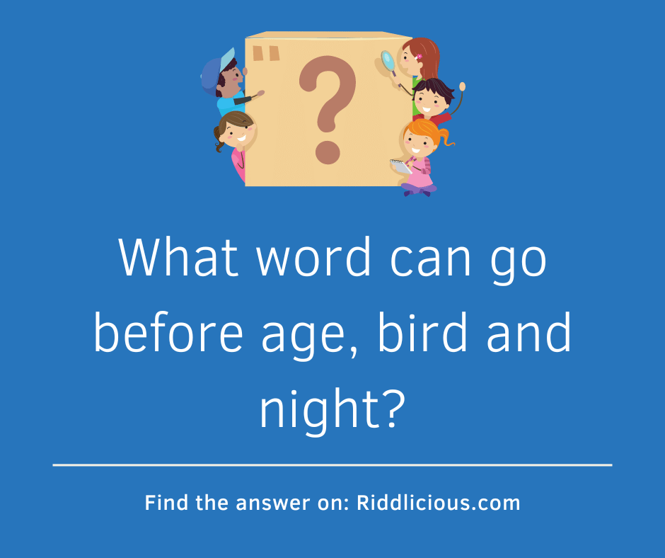 Riddle: What word can go before age, bird and night?