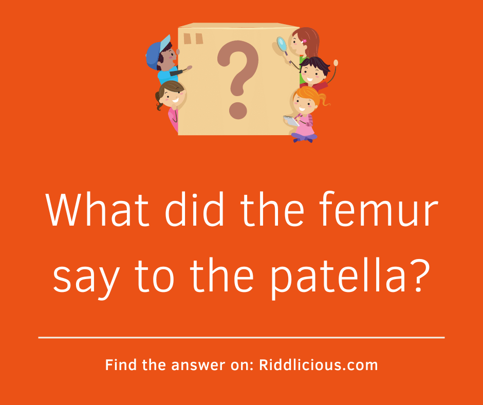 Riddle: What did the femur say to the patella?