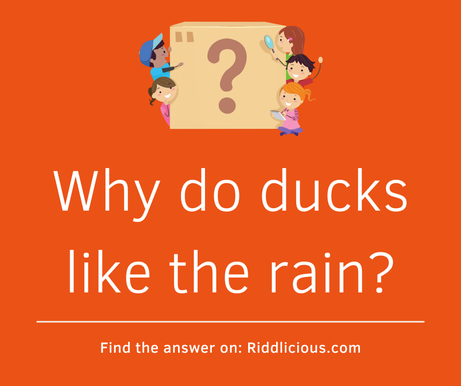 Riddle: Why do ducks like the rain?
