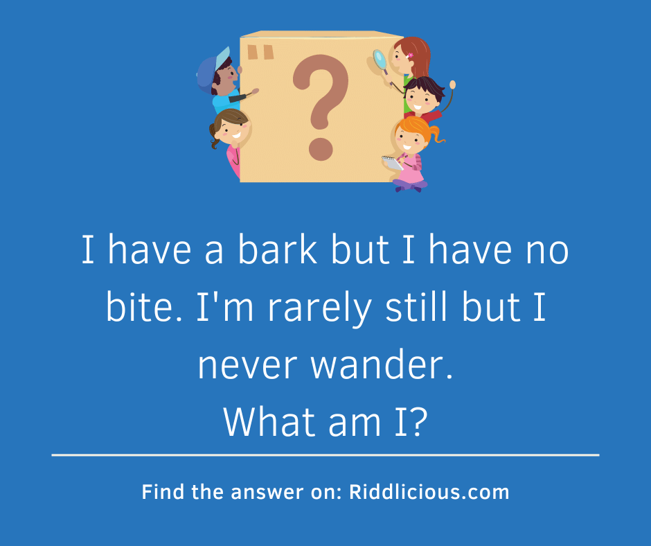 Riddle: I have a bark but I have no bite. I'm rarely still but I never wander. What am I?