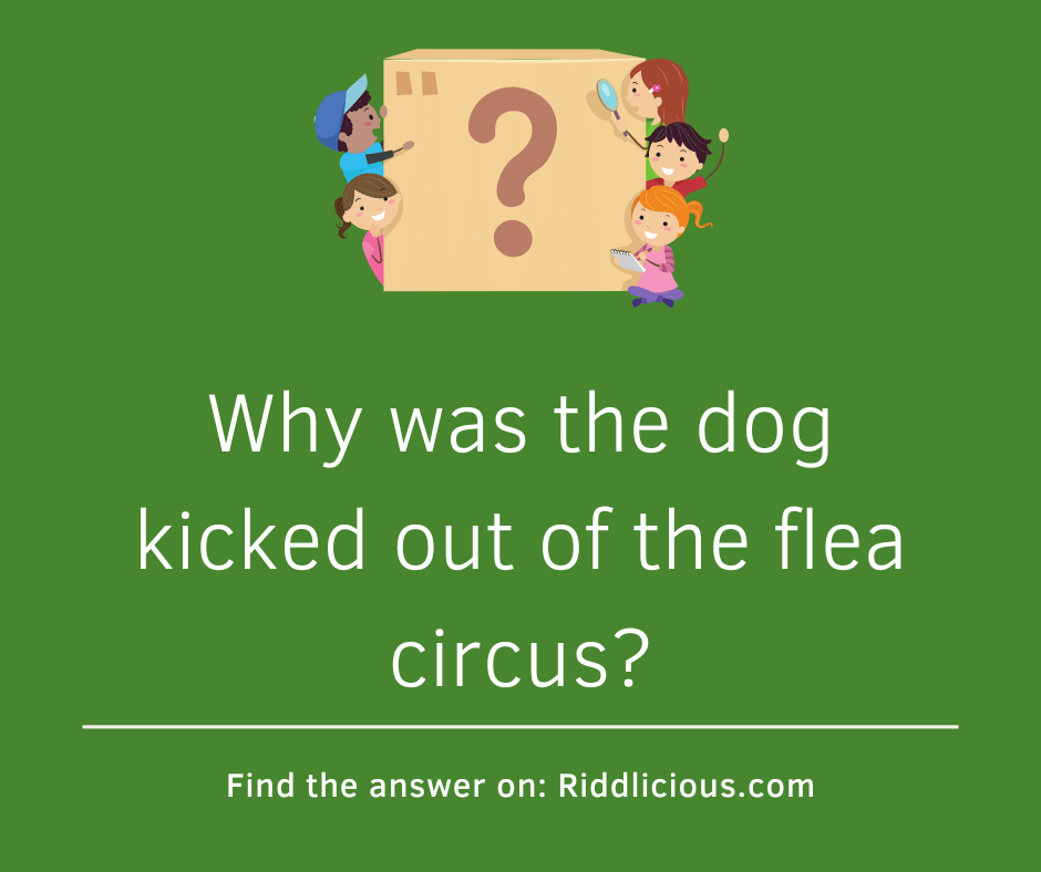 Riddle: Why was the dog kicked out of the flea circus?