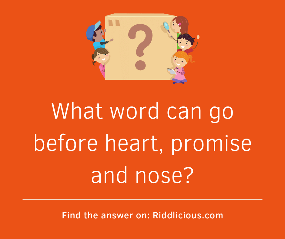 Riddle: What word can go before heart, promise and nose?