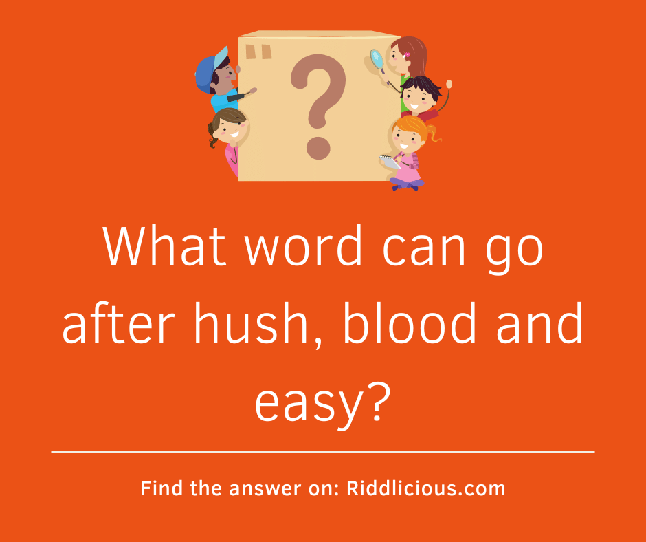 Riddle: What word can go after hush, blood and easy?
