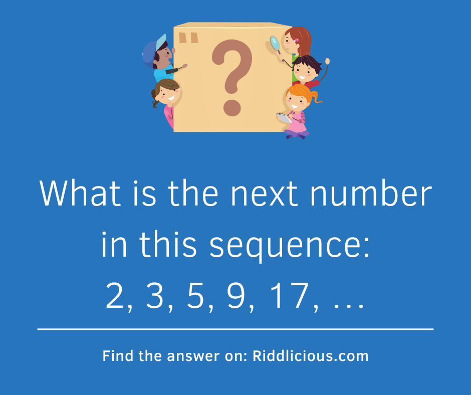 Riddle: What is the next number in this sequence: 2, 3, 5, 9, 17, …
