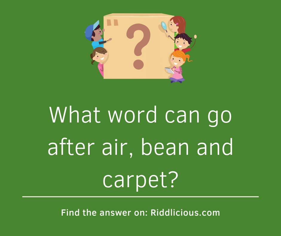 Riddle: What word can go after air, bean and carpet?