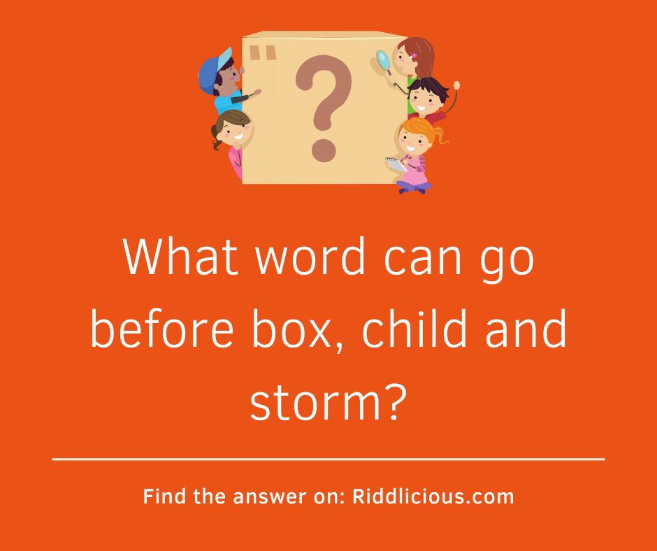 Riddle: What word can go before box, child and storm?