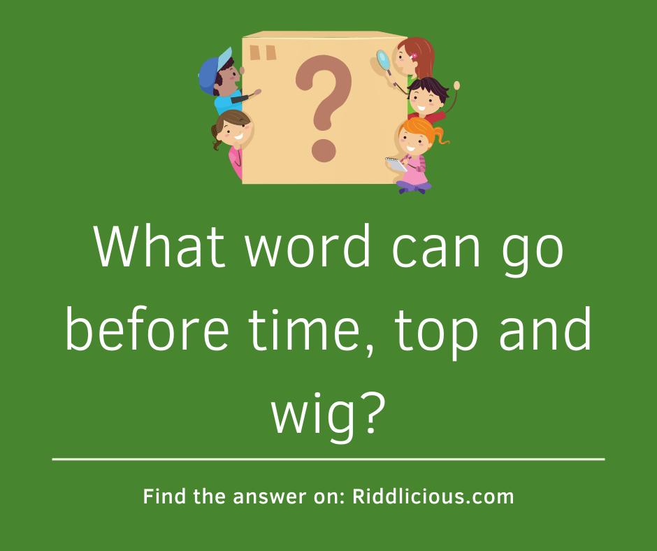 Riddle: What word can go before time, top and wig?